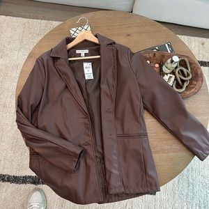 Faux leather blazer